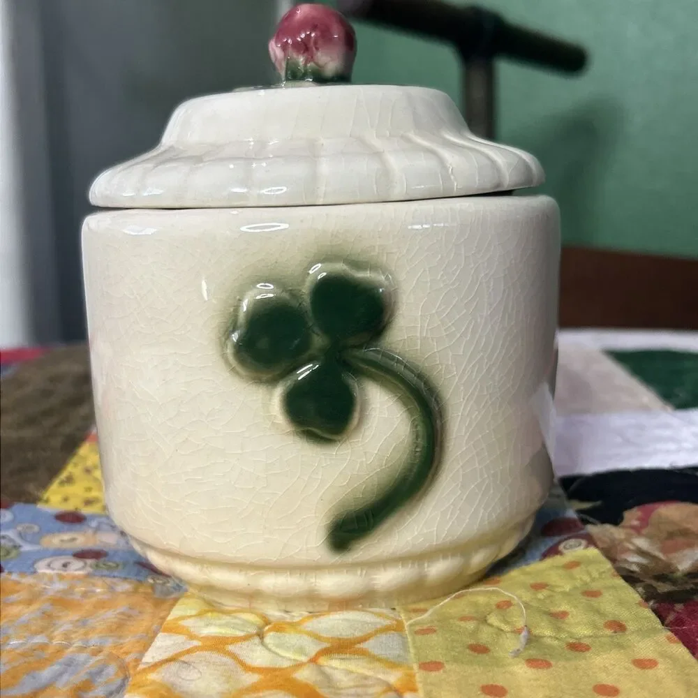 Vintage Brush McCoy Three Leaf Clover Small 5 Inch Canister
